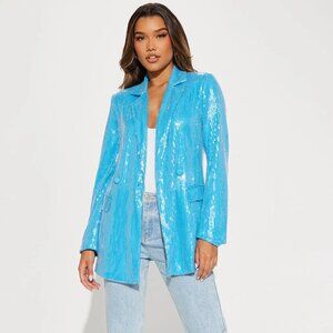Aqua Sequin Blazer XS